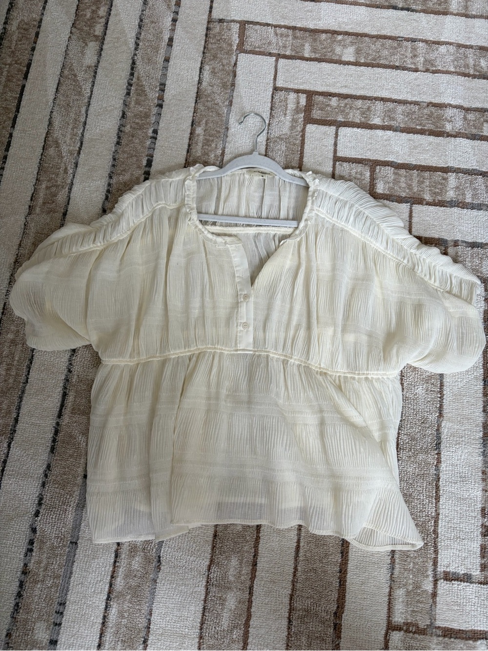 Max Studio Cream Gauze Peasant Blouse